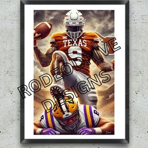TEXAS LONGHORNS FOOTBALL MASCOT 11X17 POSTER TEXAS STAMPEDE BAD ASS